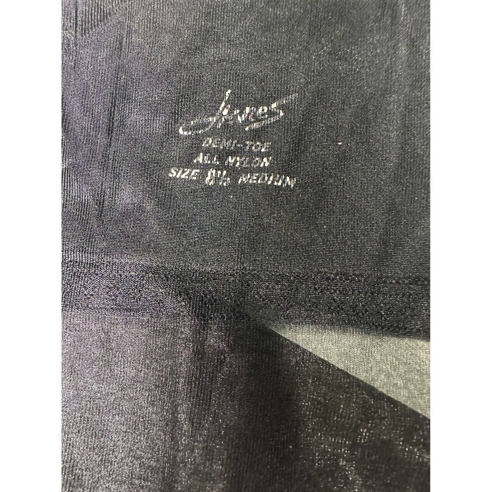 Vintage 50s 60s Hanes Black Garter Stockings Demi-Toe All Nylon Size 8.5 Medium